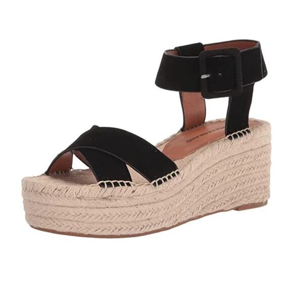 Lucky Brand Women's Audrinah Espadrille Wedge Black Suede Sandals Size 10M - Picture 2 of 2